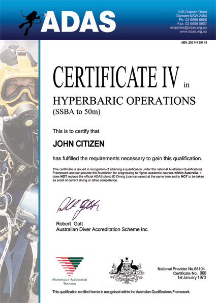 VET CERTIFICATE example ADAS